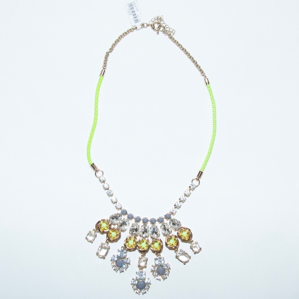 J. Crew Yellow Rhinestone Statement Necklace NWT
